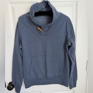 Men's GAP Denim Blue Fleece Pullover High Collar